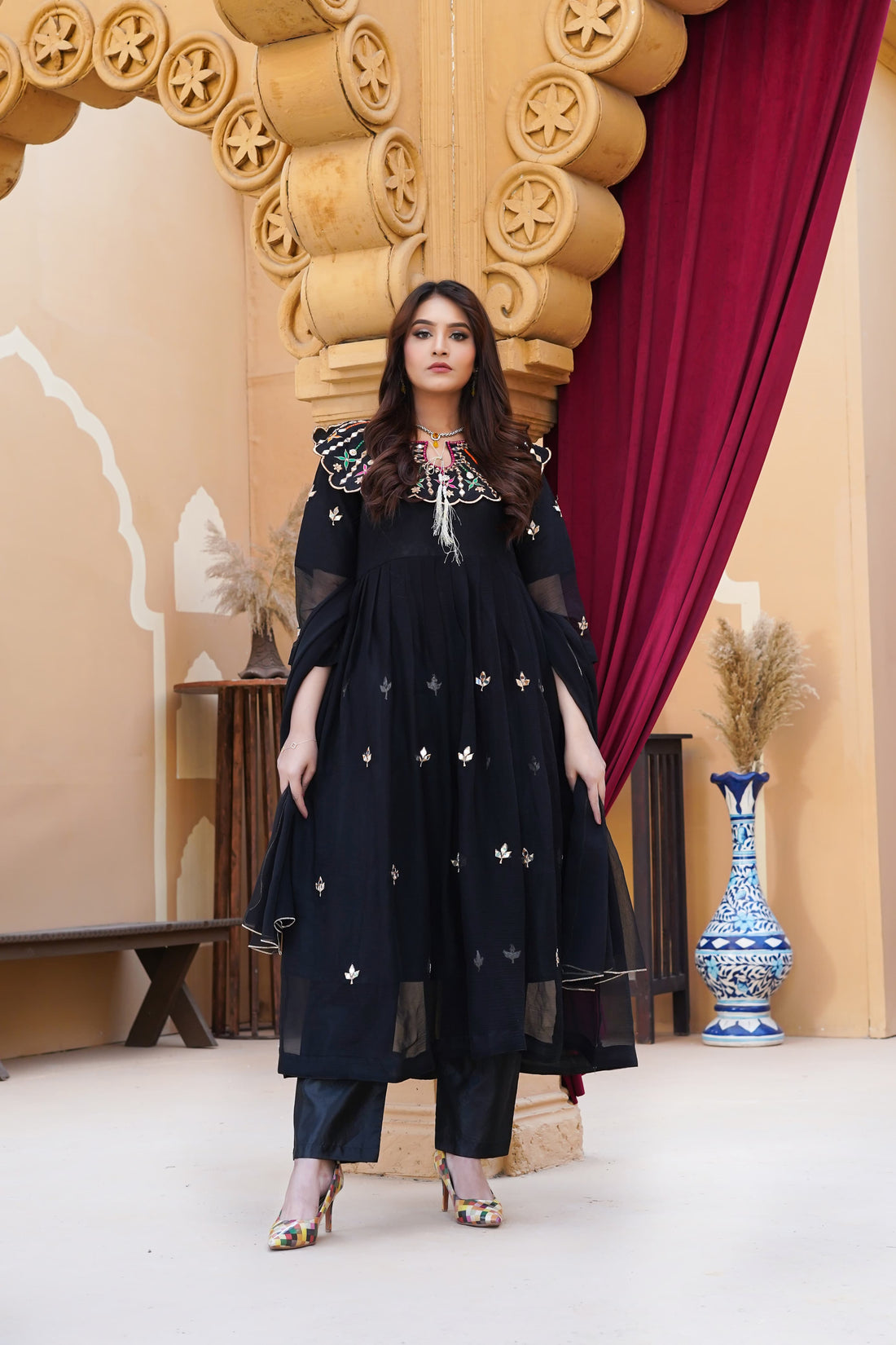 Muntaha Chiffon Embroidery Maxi 3Pc
