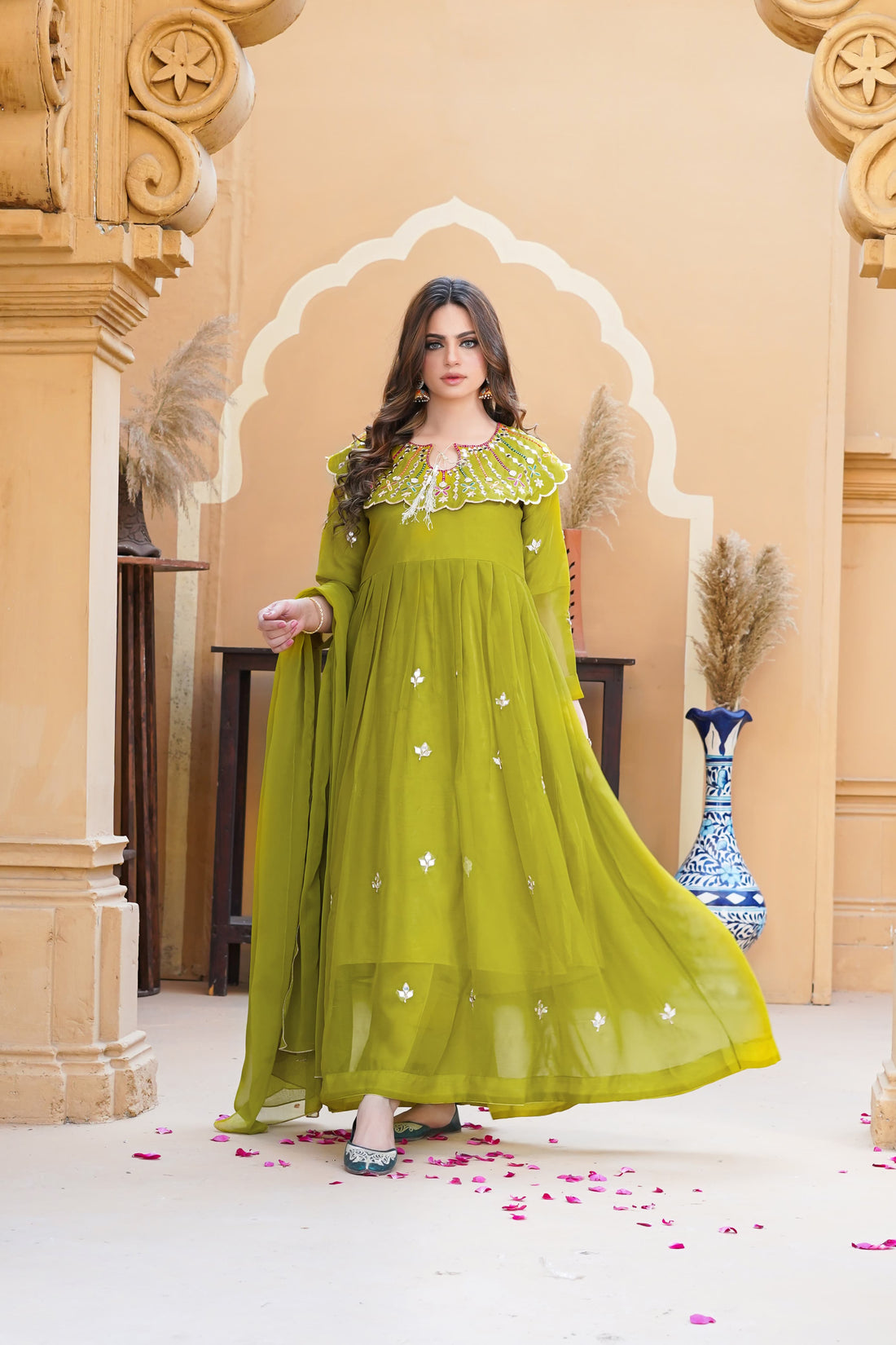 Muntaha Chiffon Embroidery Maxi 3Pc