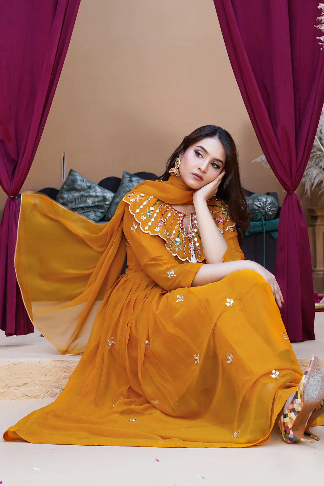 Muntaha Chiffon Embroidery Maxi 3Pc