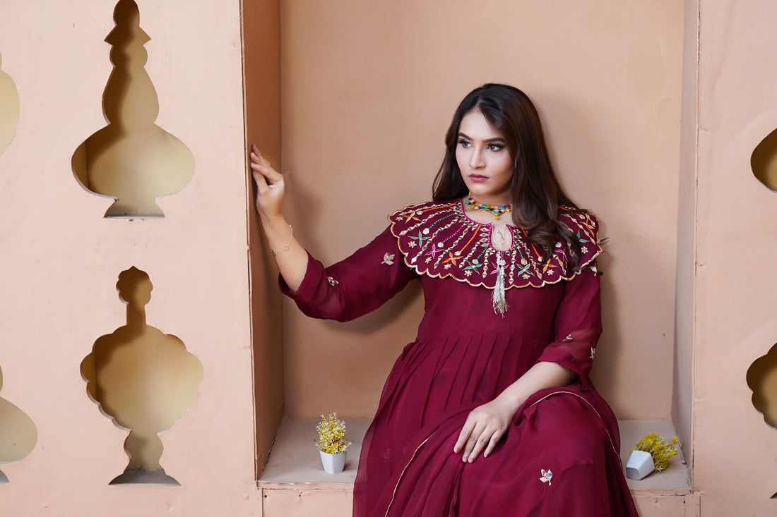 Muntaha Chiffon Embroidery Maxi 3Pc